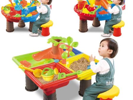 Kids Summer Outdoor Beach Sandpit Toys Sand Bucket Water Wheel Table Play Set Toys Children Learning Education Toy Baby Birthday For Sale