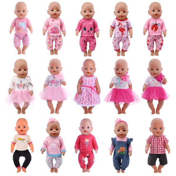 Doll Clothes 15 Styles T-Shirt+Skirt Pants Unicorn Dress Fit 18 Inch American Doll&43 Cm Baby Doll For Our Generation Girl`s Toy Online Hot Sale